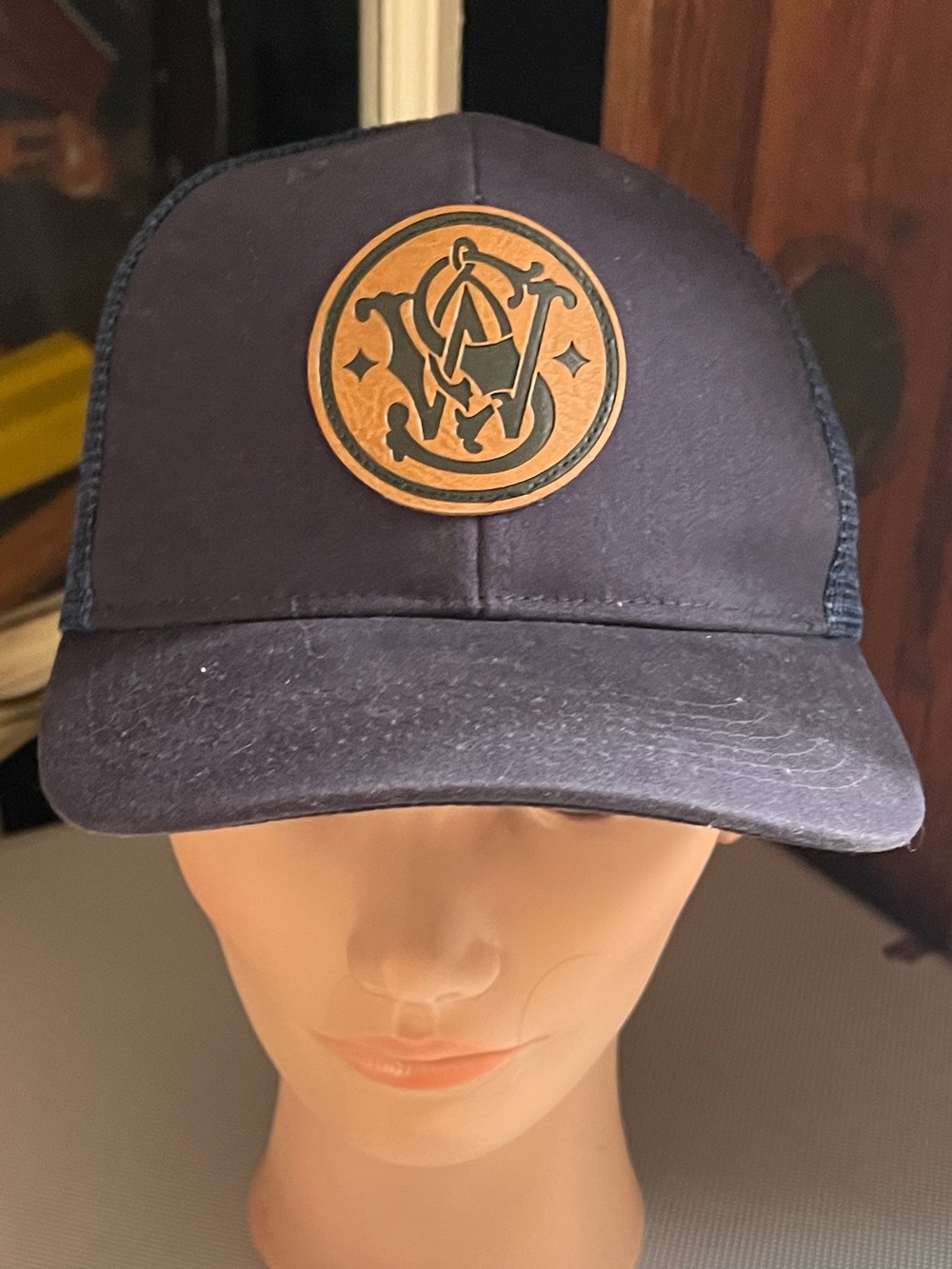 Smith & Wesson Trucker Hat with Leather Logo Patch